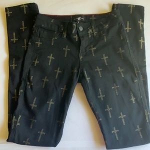 Cello Jeans  Black with Golden Crosses sz 1